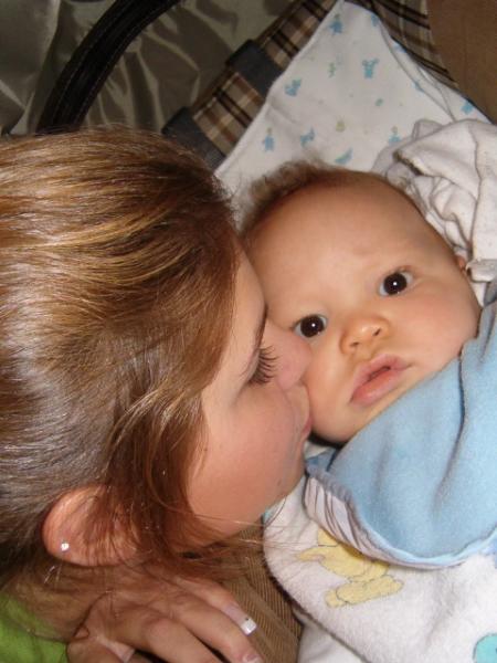Me receiving kisses from Coralie