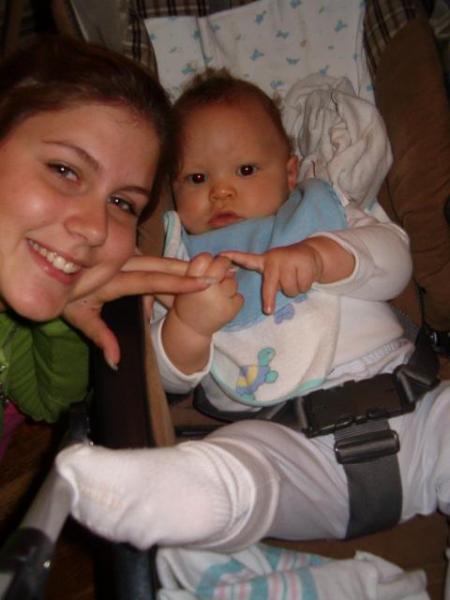 Me playing with Coralie's fingers