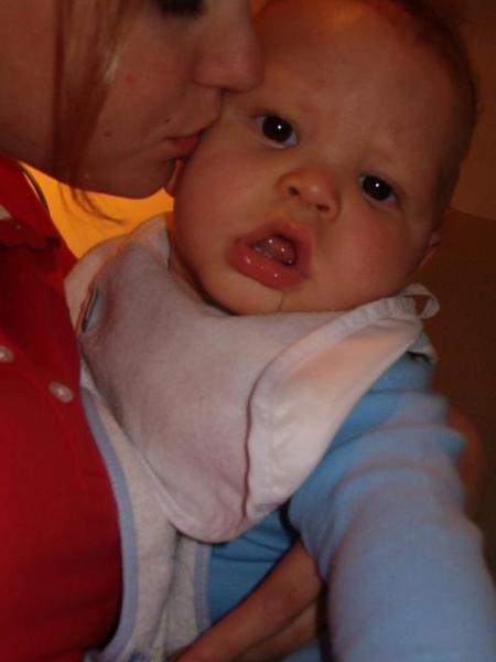 Me receiving a kiss from Coralie